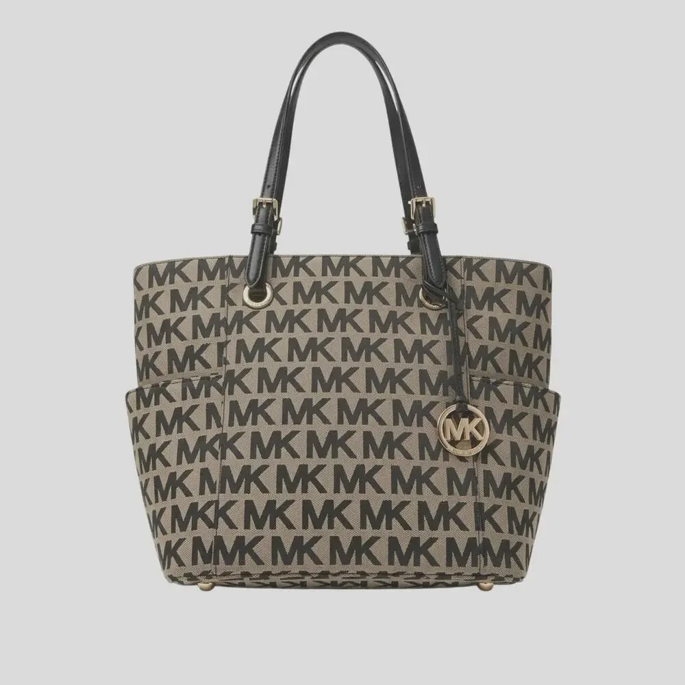 Michael Kors Voyager Tote Bag Monogram Jacquard Canvas Shoulder Purse